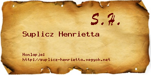 Suplicz Henrietta névjegykártya